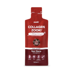 Super Strength Zooki Marine Collagen 11,000mg, Sour Cherry Flavour - 14x18.5ml Liquid Sachets